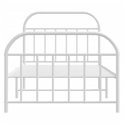 vidaXL Cadre de lit métal sans matelas et pied de lit blanc 107x203 cm