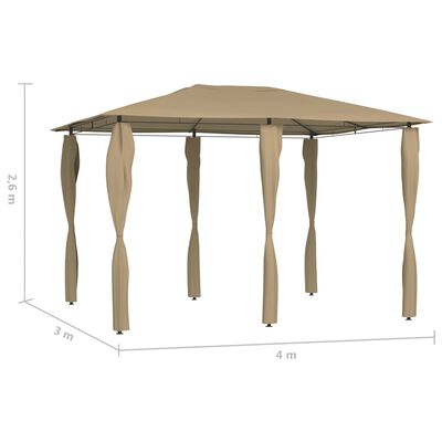 vidaXL Belvédère avec revêtement de poteaux 3x4x2,6 m Taupe 160 g/m²