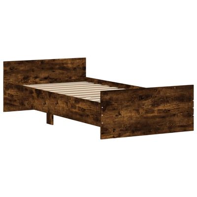 vidaXL Cadre de lit sans matelas chêne fumé 100x200 cm bois ingénierie