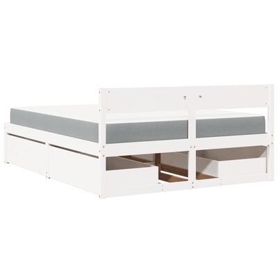 vidaXL Lit avec tiroirs et matelas blanc 140x200 cm bois massif de pin