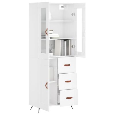 vidaXL Buffet haut Blanc brillant 69,5x34x180 cm Bois d'ingénierie