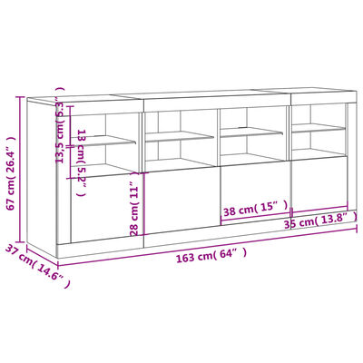 vidaXL Buffet avec lumières LED blanc 163x37x67 cm