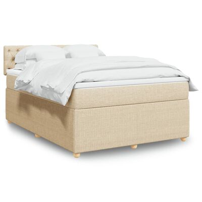 vidaXL Sommier à lattes de lit avec matelas Crème 140x190 cm Tissu