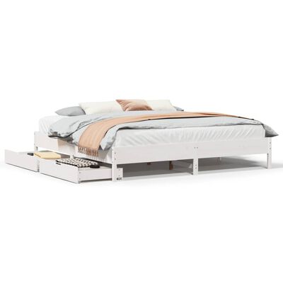 vidaXL Cadre de lit sans matelas blanc 180x200 cm bois massif de pin