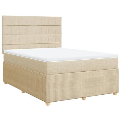 vidaXL Sommier à lattes de lit avec matelas Crème 140x190 cm Tissu