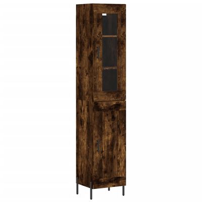 vidaXL Buffet haut Chêne fumé 34,5x34x180 cm Bois d'ingénierie