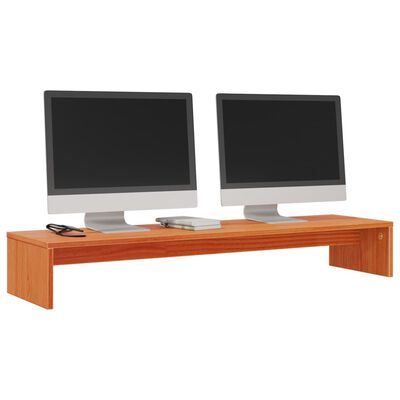 vidaXL Support de moniteur marron miel 100x27x15 cm bois de pin solide