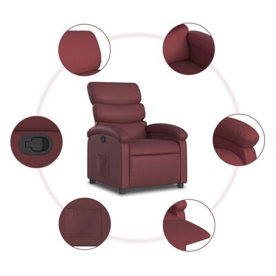 vidaXL Fauteuil inclinable Rouge bordeaux Similicuir