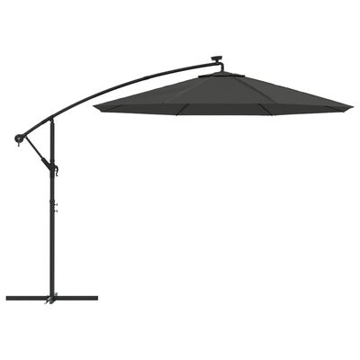 vidaXL Parasol de jardin en porte-à-faux et lumières LED mât en acier