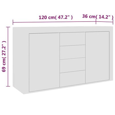 vidaXL Buffet Blanc 120x36x69 cm Bois d'ingénierie