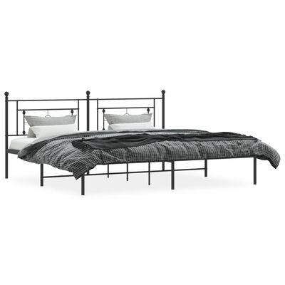 vidaXL Cadre de lit métal sans matelas avec tête de lit noir 193x203cm