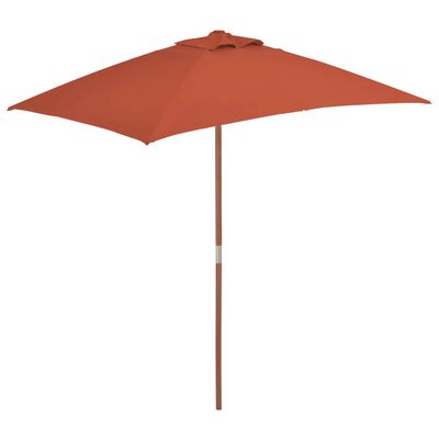 vidaXL Parasol d'extérieur avec mât en bois 150x200 cm Terre cuite