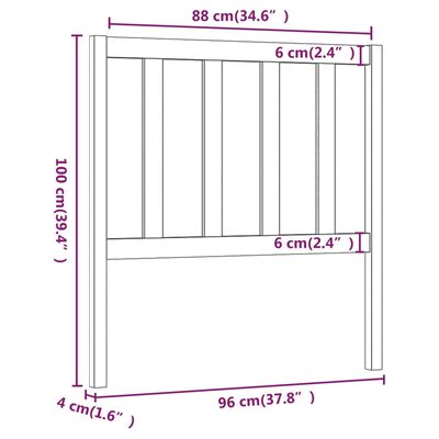 vidaXL Tête de lit Gris 96x4x100 cm Bois massif de pin