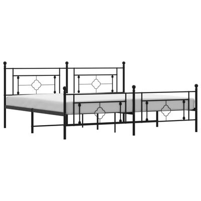 vidaXL Cadre de lit métal sans matelas avec pied de lit noir 193x203cm