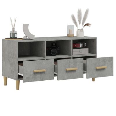 vidaXL Meuble TV gris béton 102x36x50 cm bois d'ingénierie