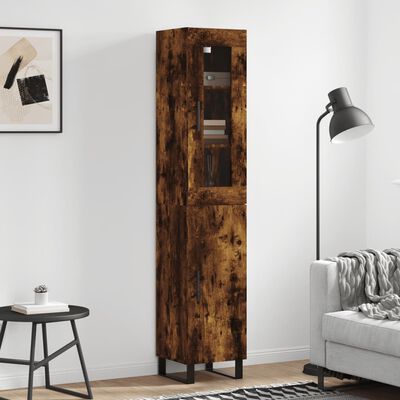 vidaXL Buffet haut Chêne fumé 34,5x34x180 cm Bois d'ingénierie