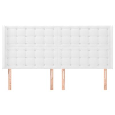 vidaXL Tête de lit avec oreilles Blanc 203x16x118/128 cm Similicuir