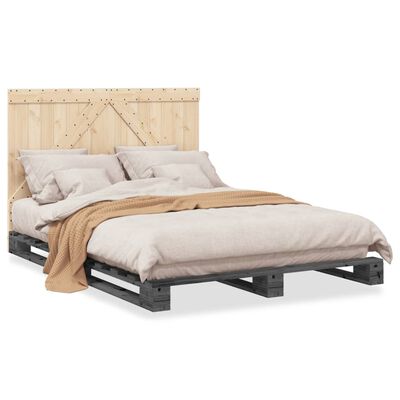 vidaXL Cadre de lit sans matelas gris 160x200 cm bois de pin massif