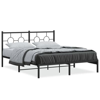 vidaXL Cadre de lit métal sans matelas et tête de lit noir 160x200 cm