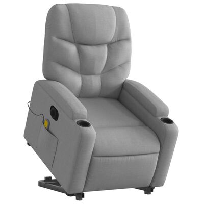 vidaXL Fauteuil inclinable de massage électrique Gris clair Tissu