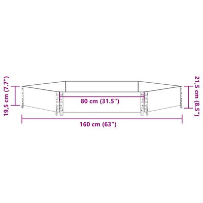 vidaXL Lit surélevé hexagonale marron 160x160 cm bois pin massif