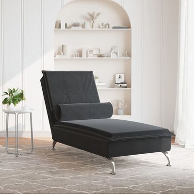 vidaXL Chaise longue de massage avec traversin noir velours