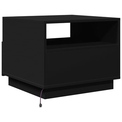 vidaXL Table basse avec lumières LED noir 50x49x40 cm