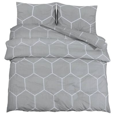 vidaXL Ensemble de housse de couette Gris 225x220 cm Coton