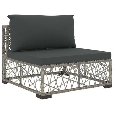 vidaXL Salon de jardin 6 pcs avec coussins résine tressée gris