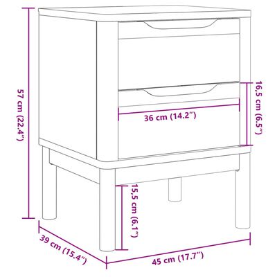 vidaXL Table de chevet FLORO blanc 45x39x57 cm bois de pin massif