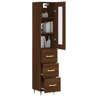 vidaXL Buffet haut Chêne marron 34,5x34x180 cm Bois d'ingénierie