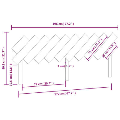 vidaXL Tête de lit Blanc 196x3x80,5 cm Bois massif de pin