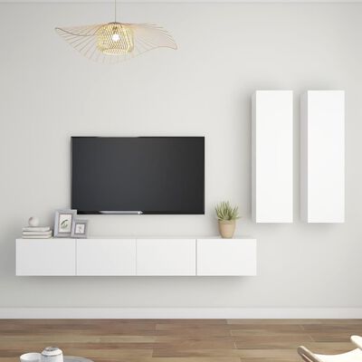 vidaXL Ensemble de meubles TV 4 pcs Blanc Bois d'ingénierie