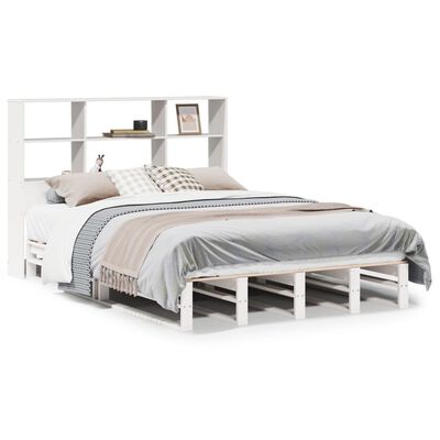 vidaXL Lit bibliothèque sans matelas blanc 120x190 cm bois massif