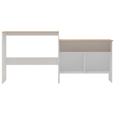 vidaXL Table de bar avec 2 dessus de table Blanc et chêne 130x40x120cm