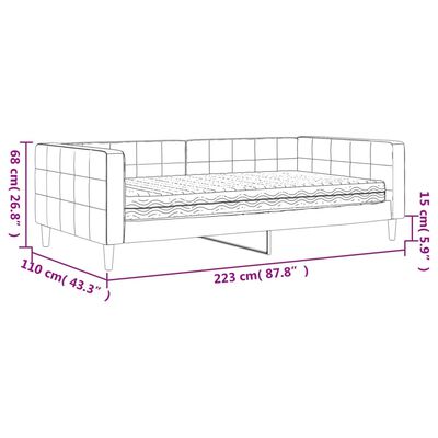 vidaXL Lit de jour avec matelas jaune 100x200 cm velours