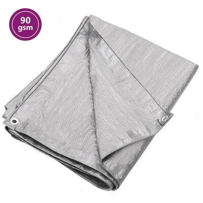 vidaXL Bâche 90 g/m² 6x10 m Gris PEHD