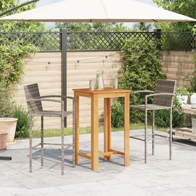 vidaXL Ensemble de bar de jardin 3 pcs gris bois massif acacia rotin