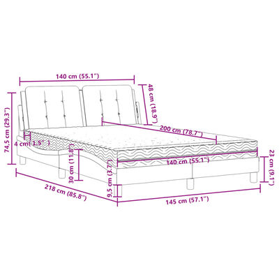 vidaXL Lit avec matelas marron 140x200 cm similicuir