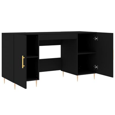 vidaXL Bureau noir 140x50x75 cm bois d'ingénierie