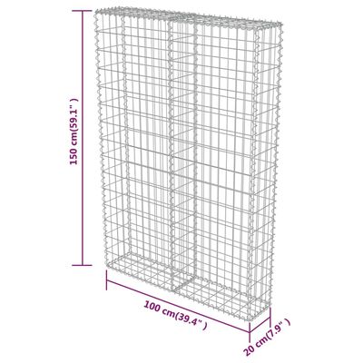 vidaXL Mur à gabion avec couvercles Acier galvanisé 100x20x150 cm