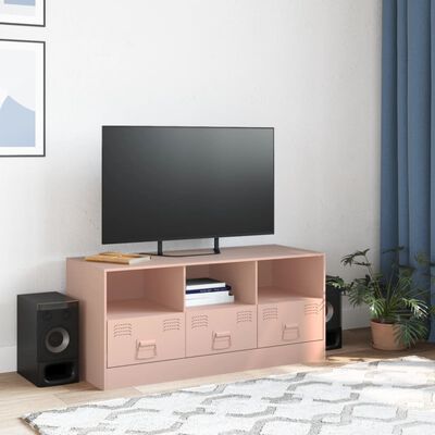 vidaXL Meuble TV rose 99x39x44 cm acier