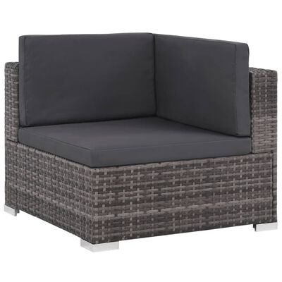 vidaXL Salon de jardin 8 pcs avec coussins Résine tressée Gris