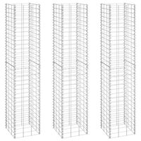 vidaXL Lits surélevés en gabion 3 pcs 30x30x150 cm Fer