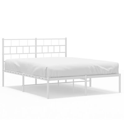 vidaXL Cadre de lit métal sans matelas et tête de lit blanc 150x200 cm