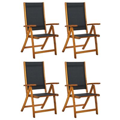 vidaXL Chaises de jardin pliantes lot de 4 acacia massif et textilène