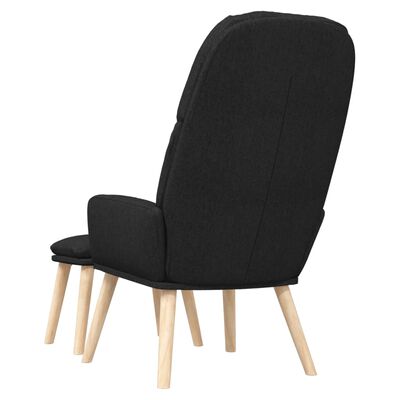 vidaXL Chaise de relaxation avec tabouret Noir Tissu