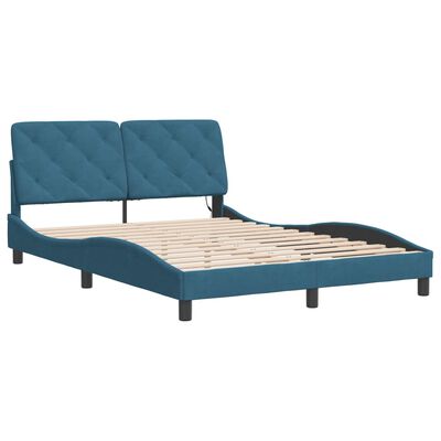 vidaXL Cadre de lit avec LED sans matelas bleu 140x190 cm velours