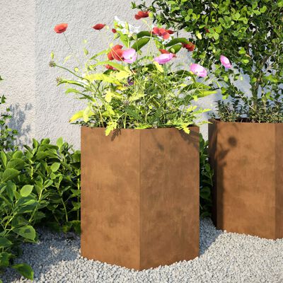 vidaXL Jardinière hexagone 46x40x45 cm acier corten