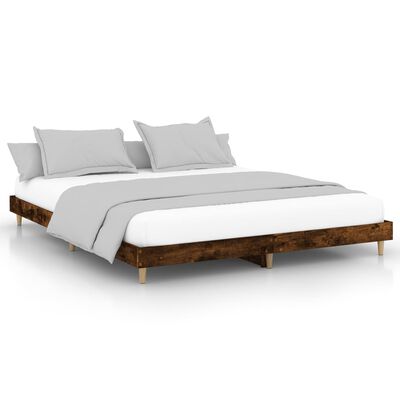 vidaXL Cadre de lit sans matelas chêne fumé 160x200 cm bois ingénierie